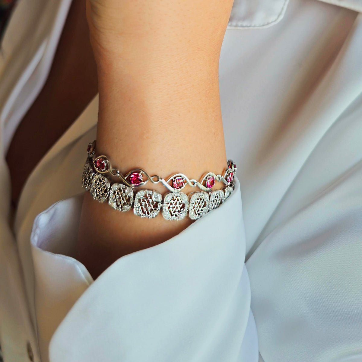Pink Sapphire Link Bracelet, view 2