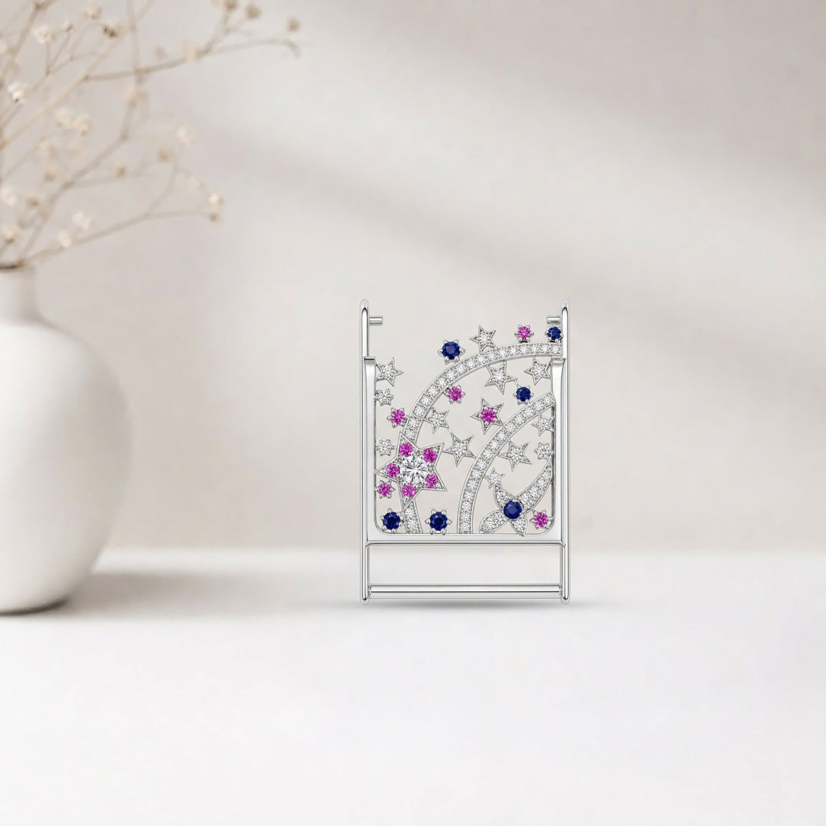 Shooting Star Whoop Cover | Sterling Silver, Pink Sapphire, Blue Sapphire and Lab Grown Diamond, view 3