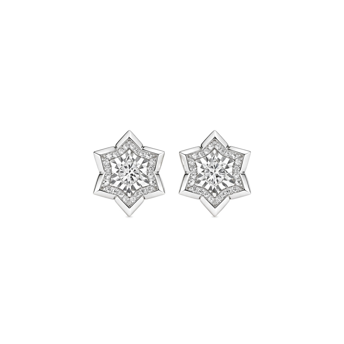 Star Shaped Diamond Studs in white gold by Caleums