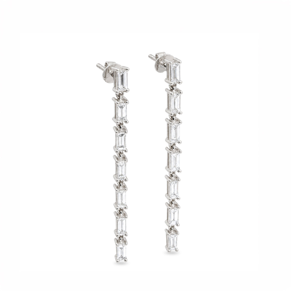 Baguette Diamond Drop Earrings, view 3